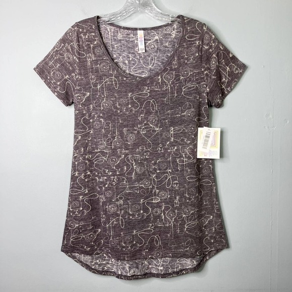LULAROE Classic T Gray Retro Telephone Print Short Sleeve T-Shirt Womens Size XS - Picture 1 of 16